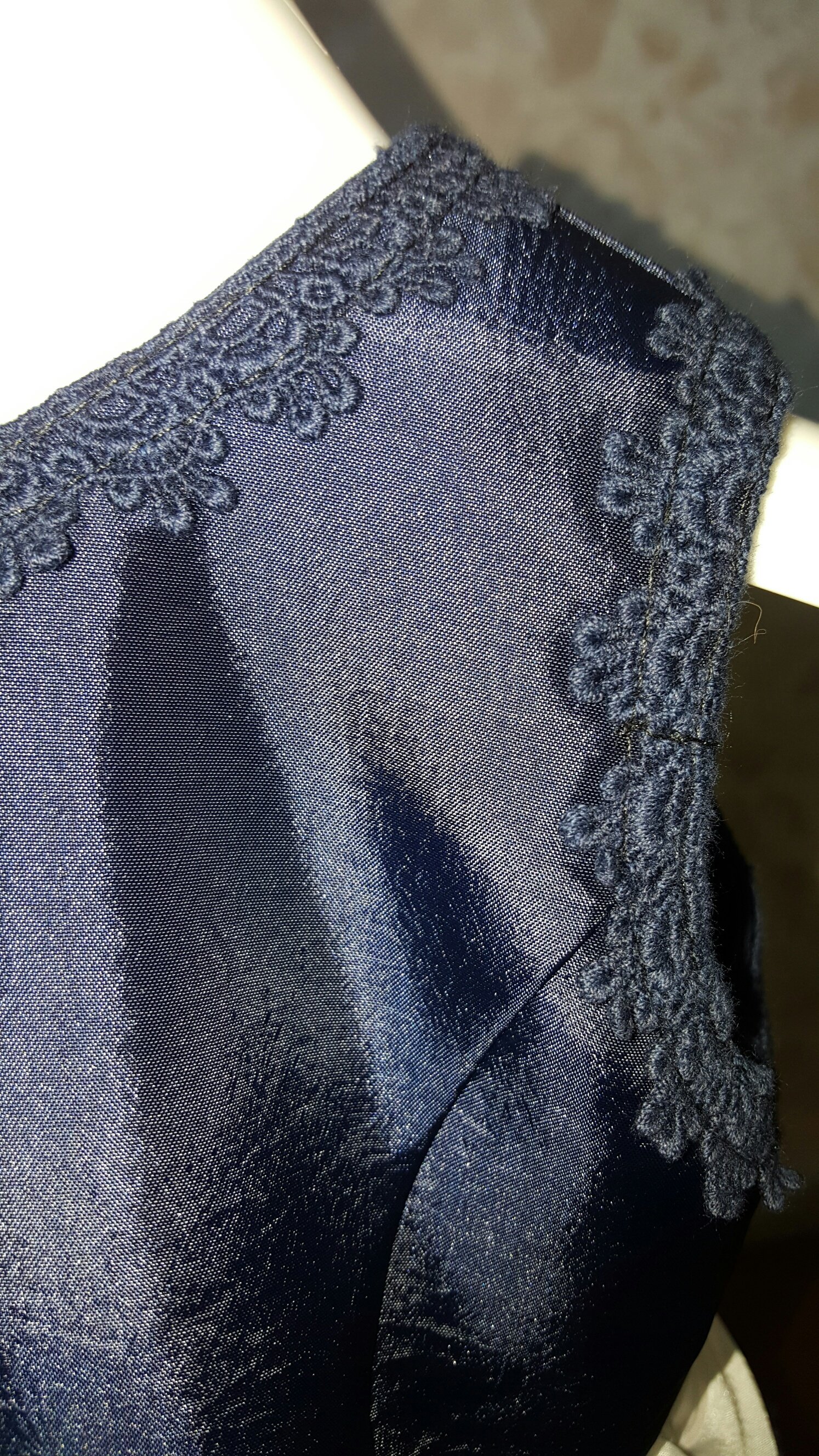 navy and white striped flower girl dress